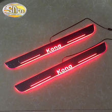 Placa de desgaste para coche, pegatina acrílica LED móvil, Pedal de bienvenida, umbral de puerta, luz de camino para Hyundai Kona 2017 2018 2019 2024 - compra barato