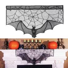 Halloween Decoration Black Lace Spider Web Bats Fireplace Mantle Scarf Cover Curtains Shades Tablecloth Festival Party Supply 2024 - buy cheap