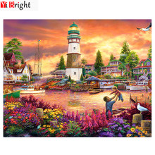 Diamond Embroidery Lighthouse Picture of Rhinestone Handmade Gift Square Diamond Painting Landscape Cross Stitch XY1 2024 - buy cheap