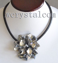 Black Baroque Shell Pearl One Flower Bloom Necklace 2024 - buy cheap
