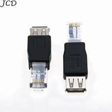 JCD RJ45 Штекерный USB 2,0 AF A гнездовой разъем адаптера ПК кристалл головы ноутбука LAN Сетевой кабель Ethernet конвертер adpater 2024 - купить недорого