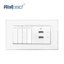 Enchufe USB con interruptor de pared de 4 entradas y 2 vías, Panel acrílico con Iphone y Android, Cargador rápido de 3x6 marcos 2024 - compra barato