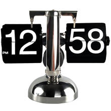 Retro Flip Over Clock Desk Stainless Steel Flip Internal Gear Operated Flip Table Clock Operated Quartz Clocks Small Scale 2024 - buy cheap