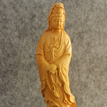 Mini boxwood carvings home decoration wood carving statue a Buddism Guanyin Bodhisattva Kwan-yin buddha figurine 2024 - buy cheap