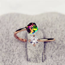 New Fashion Adjustable Open Rings Rainbow Color Rhinestone Open Ring For Women Wedding Jewelry Accessories Gift 2024 - buy cheap