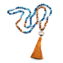 New ! 108 Beads Mala Natural Stone Knotted Crystal Link Thread Tassel Charm Pendant Necklace Women Meditation Yoga Necklace 2024 - buy cheap