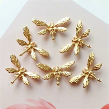 SEA MEW 10 PCS 35mm*24mm Fashion Metal Alloy KC Gold Dragonfly Connectors Charm DIY Jewelry Findings 2024 - buy cheap