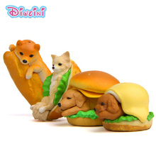 Figuras de cachorros en miniatura para decoración de casa de muñecas, 4 figuras de animales de dibujos animados para perros y hamburguesas 2024 - compra barato