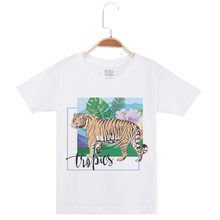 Camiseta blanca básica para niños, ropa a la moda, de algodón con cuello redondo, Tops populares con estampado de Tigre, gran oferta 2024 - compra barato