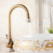 Basin Faucets Antique Brass Deck Mounted Bathroom Sink Faucet Single Handle Hole High Arc Hot Cold Mixer Water WC Taps Kitchen 2024 - купить недорого