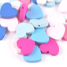 23x21mm 50Pcs Blend Coloc Wooden heart spacer Beads For Jewelry making MT1485X 2024 - buy cheap