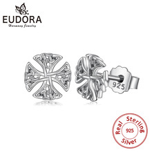 EUDORA Real 925 Sterling Silver Earring Celtics Knot Cross Stud Earrings Fashion Silver Jewelry for Women girl Dropshipping E91 2024 - buy cheap