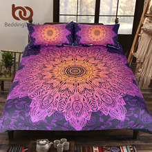 BeddingOutlet Bohemian Flower Bedding Set Hot Sale Gradient Purple Mandala Quilt Cover Set King Size Home Textiles Wholesale 2024 - buy cheap