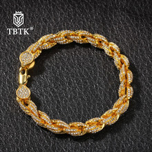 TBTK-pulsera de cadena de cuerda de oro para hombre, de moda, de aleación de Zinc de 9mm Con diamantes de imitación, joyería con abalorios 2024 - compra barato