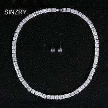 SINZRY 2016-joyería nupcial de diseño clásico, conjunto de joyería de boda con forma cuadrada de circonita cúbica blanca, collar de Gargantilla 2024 - compra barato