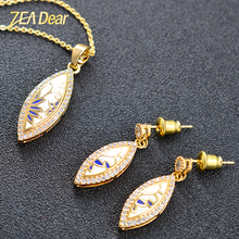 ZEA Dear Jewelry Classic Wedding Enamel Jewelry Sets For Women Earrings Necklace Pendant Zircon Water Drop Jewelry Sets Findings 2024 - buy cheap