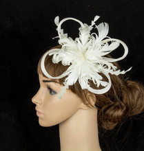 Sinamay fascinator headwear colorido malha pena flor festa mostrar acessórios para o cabelo millinery cocktail hat perfect cor myq080 2024 - compre barato