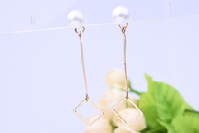 2019 Simple long pearl earrings temperament square gold earrings black and white fashion ear jewelry for female 2024 - buy cheap