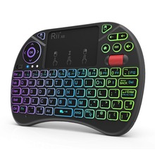 Mini teclado sem fio para tv rii x8, teclado english, original, 2.4ghz, com touchpad, luz de fundo em led colorida, bateria de íon-lítio para tv 2024 - compre barato