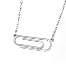 Women fashion paper clip Necklace Stainless steel office clip Pendant Necklaces female lovely Jewelry Rolo chain high quality 2024 - buy cheap