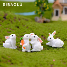 Mini Playing Rabbit figurine Animal Model Resin Craft micro landscape home decor miniature fairy garden decoration accessories 2024 - buy cheap