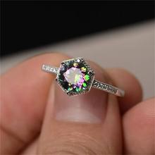 Лидер продаж, кольцо с разноцветным инкрустированным радужным камнем, кольцо с цирконием, креативная личность, Свадебная вечеринка, ювелирные изделия, лучшие подарки 2024 - купить недорого