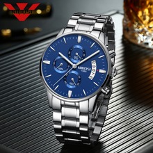 Nibosi relógio de pulso masculino esportivo, relógio de quartzo de aço para homens, marca de luxo e estilo militar 2024 - compre barato