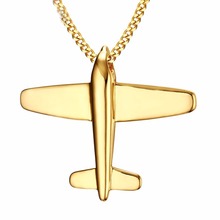Charming Men Boy Silver Color/Gold Color Stainless Steel Mini Aircraft Pendant Necklace Mini Accessories Suspension Jewelry 2024 - buy cheap