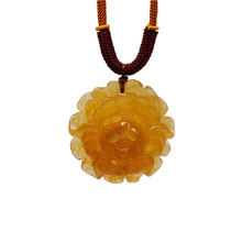 YunNan HuangLong-collar con colgante de flor de peonía de Jade, cadena de suéter, tallado a mano, con cadena 2024 - compra barato
