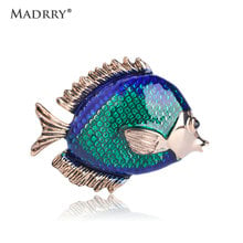 Madrry Latest Vivid Fish Shape Brooches Blue Enamel Animal Brooch For Children Women Suit Dress Sweater Scarf Pins Accessories 2024 - buy cheap