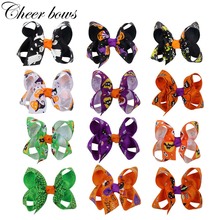 2Pcs/lot 3" Halloween Hair Bows Funny Ghost Pumpkin Print Ribbon Hair Clip for Girls Hairgrips Hair Accessories 2024 - buy cheap