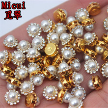 Micui-cristales y perlas de 7,5mm, brillantes de imitación redondos con ajuste de acero inoxidable, manualidades, vestido, Ropa Decoración MC70A, 50 Uds. 2024 - compra barato