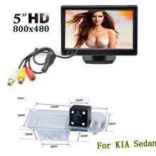Monitor de pantalla LCD de 5 pulgadas, 800x480 con cámara de vista trasera de coche CCD para KIA K2 Rio Sedan, visión nocturna impermeable para estacionamiento 2024 - compra barato