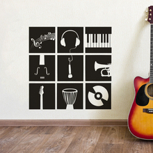 Music Instrument Set Wall Decal Drum Guitar Notes Vinyl Wall Sticker Music Studio Classroom Decor Headphone Poster AZ859 2024 - compre barato