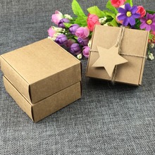 Caixas de embalagem 75x75x30mm, caixa marrom para presente, caixa em branco para armazenamento de joias, presente, artesanato, doces, cosméticos, sabão artesanal, 100 peças 2024 - compre barato