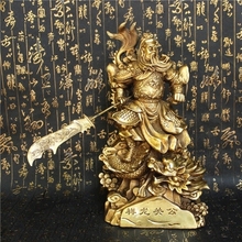 SHUN brass copper Wu Caishen Guan Yu Xianglong mention Knife Guan Gong Lucky Town house Shop living room Adornment 2024 - buy cheap