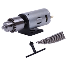 HHO-Mini Dc 12V Electric Motor Wood Pcb Hand Drill Press Drilling Set With 10Pc 0.5-3Mm Twist Bits And Jt0 Chucks Bracket Stan 2024 - buy cheap