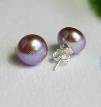 Wholesale Pearl Jewelry, Bridesmaid Wedding Gift Earrings, Purple Genuine Freshwater Pearl Earring ,Sterling Silvers Stud NE-94 2024 - buy cheap