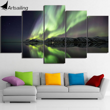 ArtSailing-lienzo de arte impreso en HD, pintura de sombra de montaña, lago Aurora, imágenes de pared para sala de estar, ny-6793C de pared moderna, 5 piezas 2024 - compra barato