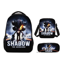 Conjunto de mochilas de Sonic Shadow para niños, niñas y adolescentes, bolsa para ordenador portátil, bandolera, estuche para lápices 2024 - compra barato