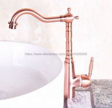 Antique Red Copper Deck Mount Bathroom Faucet Vanity Vessel Sinks Mixer Tap Cold And Hot Water Tap Bnf129 2024 - buy cheap