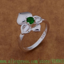 Silver Plated ring, Silver Plated fashion jewelry, small and big heart inlaid green stone /enzanfga bpbakgia AR482 2024 - buy cheap