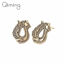 Gótico dragão moda brinco de bronze cor punk estilo piercing brincos para mulheres meninas masculino colar viking retro jóias 2024 - compre barato