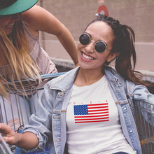 BLWHSA USA Flag T shirts Women Casual Short Sleeve 100% Cotton Funny T-shirt For Women Summer Fashion USA Flag Tops Tees 2024 - buy cheap