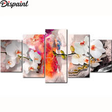 Dispaint 5pcs Full Square/Round Drill 5D DIY Diamond Painting "Orchid peony lily" Multi-picture Combination Embroidery 5D Gift 2024 - buy cheap