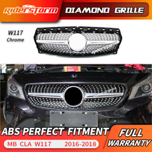 For CLA class W117 Diamond Grill Front Grille  for CLA180 CLA200 CLA220 CLA250 Car grille front bumper front lip 2016-2018 2024 - купить недорого