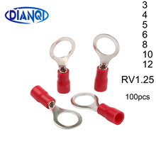 DIANQI RV1.25-3 4 5 6 8 10 12 Red Circular 22-16 AWG 0.5-1.5mm2 Insulated Ring Terminal Connector Cable Wire Connector 2024 - buy cheap