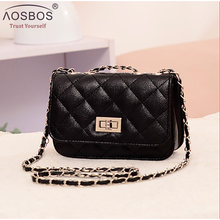 Aosbos 2019 Brand New Leather Crossbody Bag Female Plaid Chain Shoulder Bag Casual Evening Clutch Messenger Bags Women Handbags 2024 - buy cheap