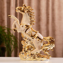 Estatua de caballo de oro de cerámica, accesorios de decoración del hogar, artesanías, adorno para sala de estar, figuritas de animales de porcelana 2024 - compra barato