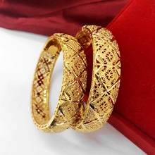 1 Pieces Hollow Bangle Classic Wedding Jewelry Yellow Gold Filled Elegant Womens Bangle Bracelet 2024 - buy cheap